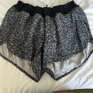 Black and white floral lulu shorts